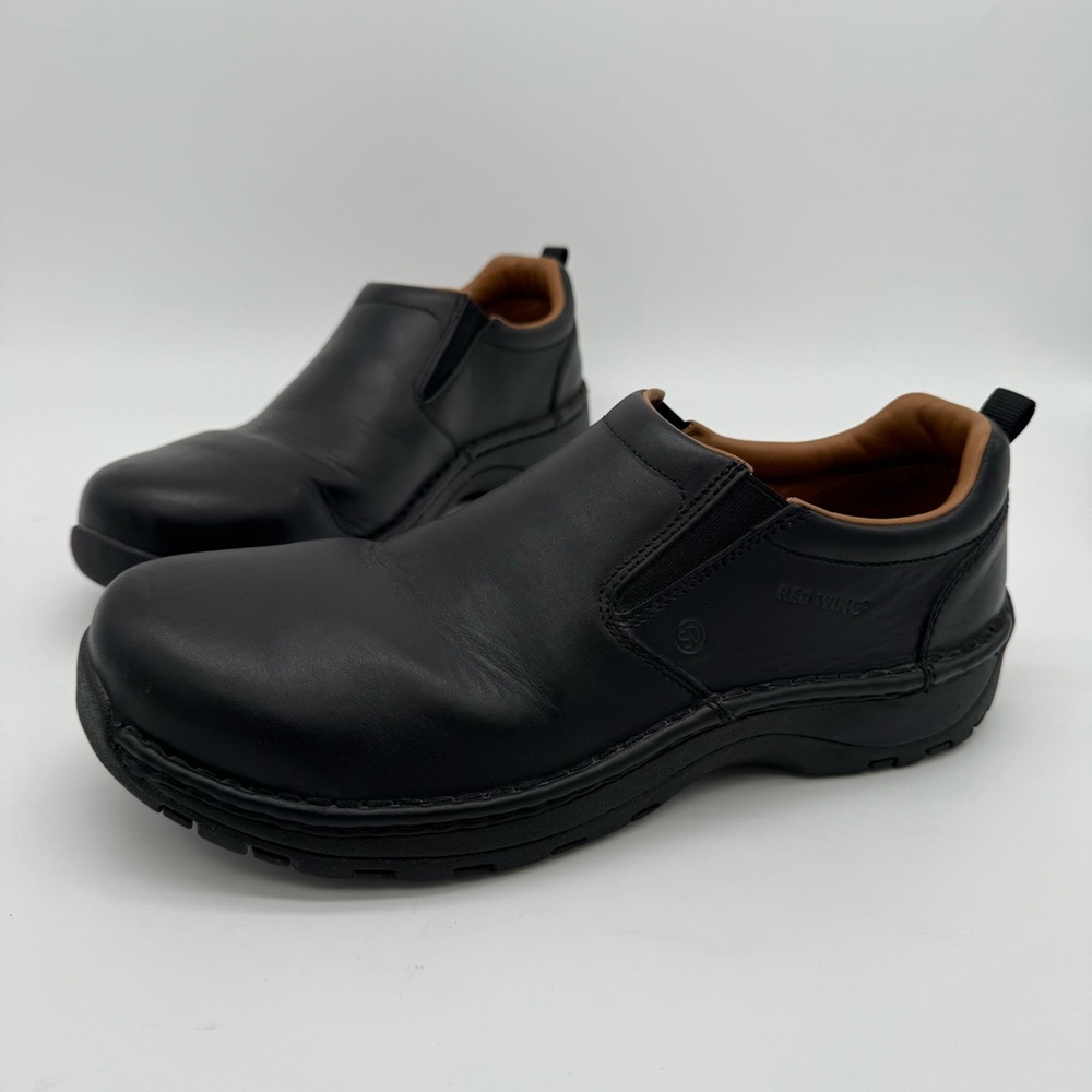 Red Wing 6700 Black Leather Safety Toe Slip On Moc Work Shoe Size 10.5 D